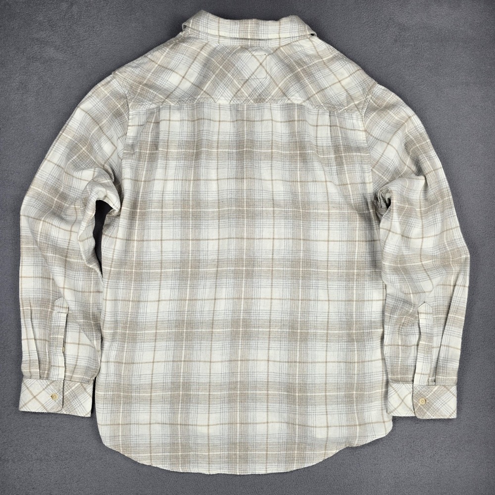 Rails Shirt Mens Large Flannel Beige Plaid Lennox Wheat Dove Melange Button New - Picture 4 of 12